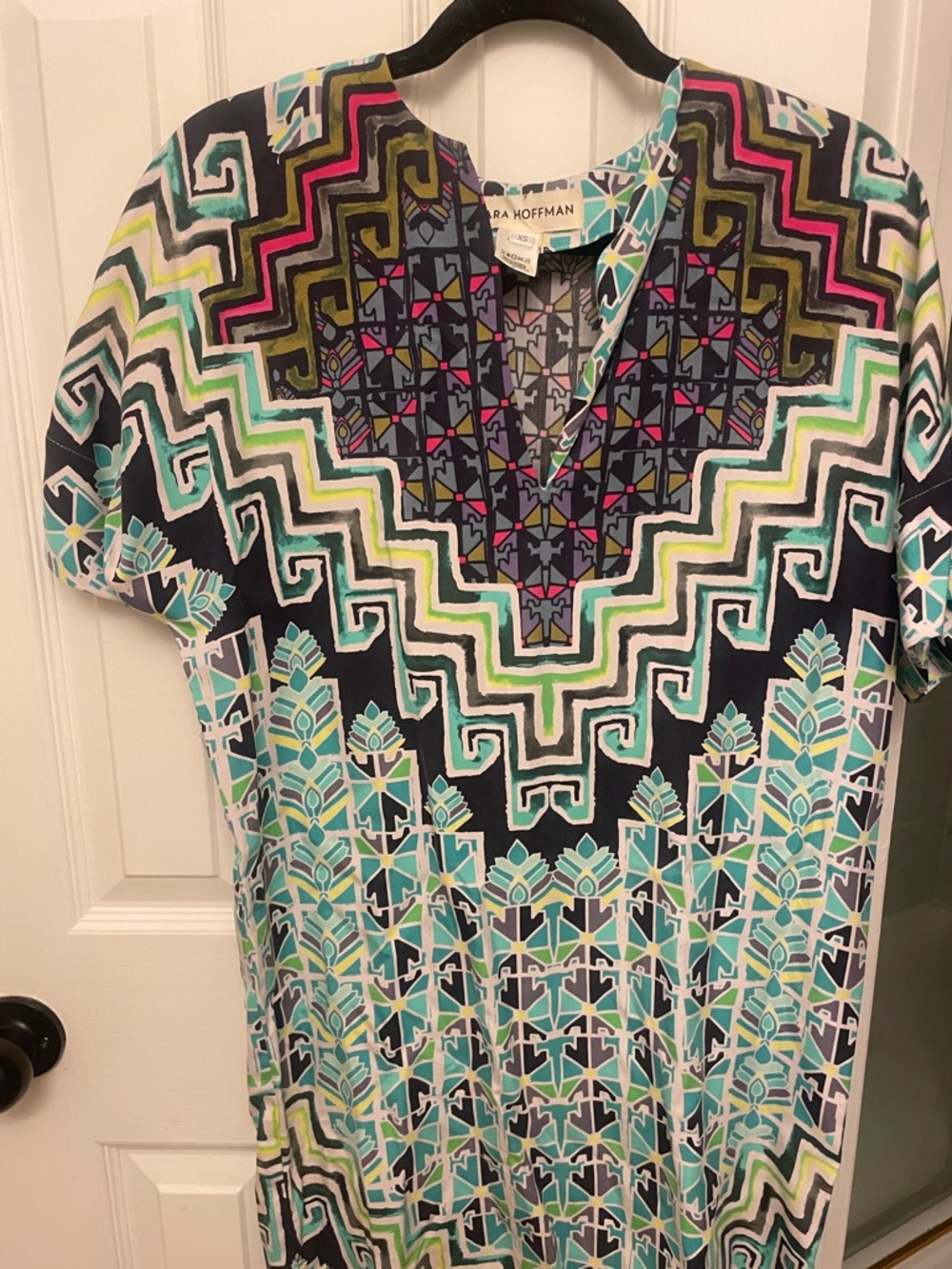 Mara Hoffman Navy, Teal & Lime Geometric Print Tunic
